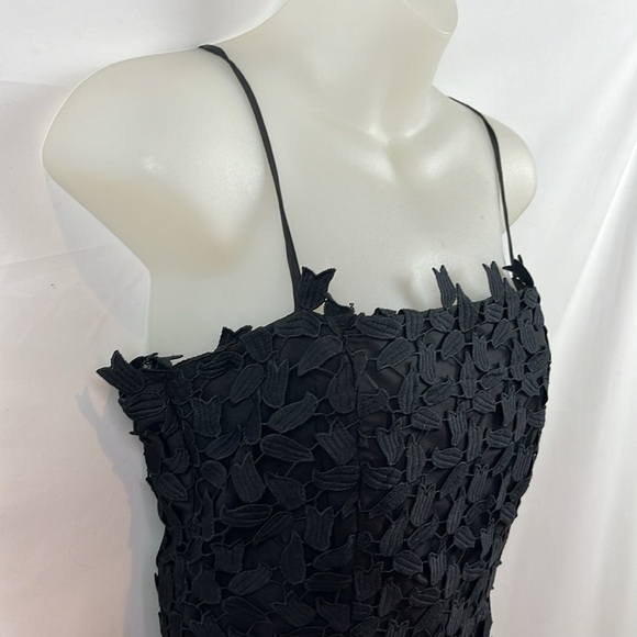 Bardot Liana Leaf Lace Overlay Lined Sleeveless Midi Black Dress Size S - 4 - Picture 8 of 16